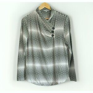 Habitat Women’s Urban Textured Striped Top Size Medium White Black Long Sleeve